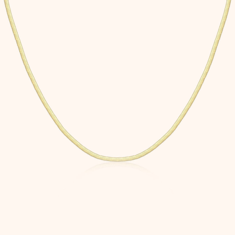 Schlichte Kette | Glatt Flach Silber Gold Stilvoll Minimalistisch Langlebig-Gold-Luzern Mode