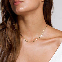 Schlichte Kette | Glatt Flach Silber Gold Stilvoll Minimalistisch Langlebig-Luzern Mode