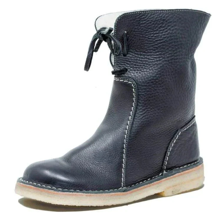 Hochwertige Lederstiefel für Damen mit Komfortsohle-Schwarz-36-Luzern Mode
