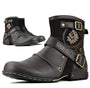 Herren Motorradstiefel mit Schnallen und Löwenemblem-Kaffee-39-Luzern Mode