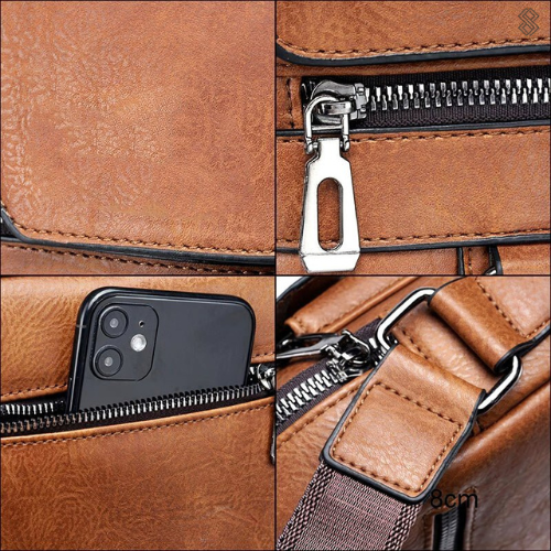 Hochwertige Leder-Schultertasche für Herren, modern-Luzern Mode
