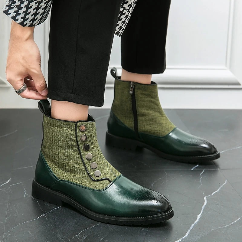 Herren Stiefeletten mit Reißverschluss und Knopfdesign-Luzern Mode
