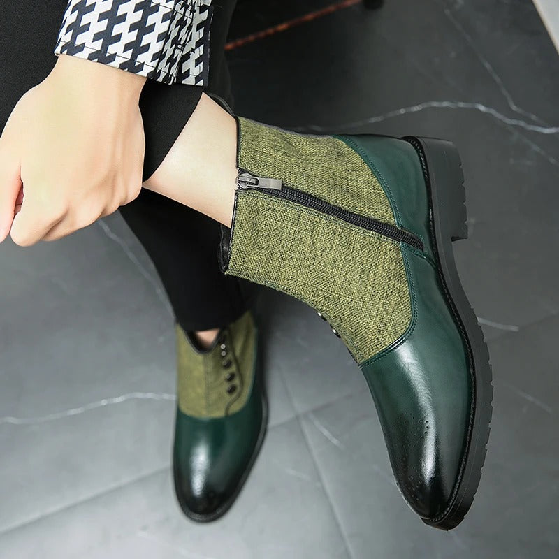 Herren Stiefeletten mit Reißverschluss und Knopfdesign-Luzern Mode