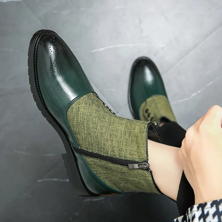 Herren Stiefeletten mit Reißverschluss und Knopfdesign-Luzern Mode