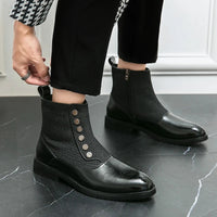 Herren Stiefeletten mit Reißverschluss und Knopfdesign-Luzern Mode