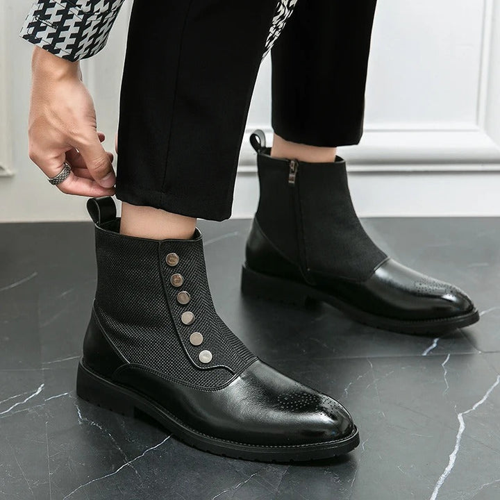 Herren Stiefeletten mit Reißverschluss und Knopfdesign-Luzern Mode