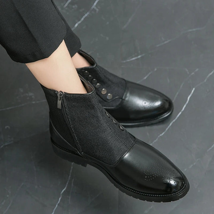 Herren Stiefeletten mit Reißverschluss und Knopfdesign-Luzern Mode