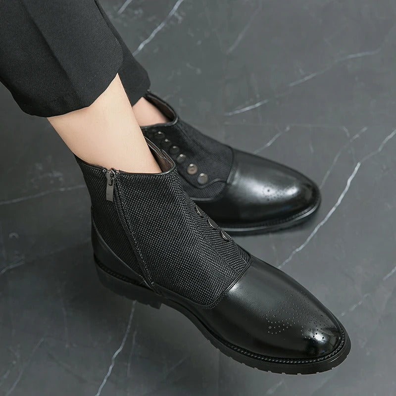 Herren Stiefeletten mit Reißverschluss und Knopfdesign-Luzern Mode