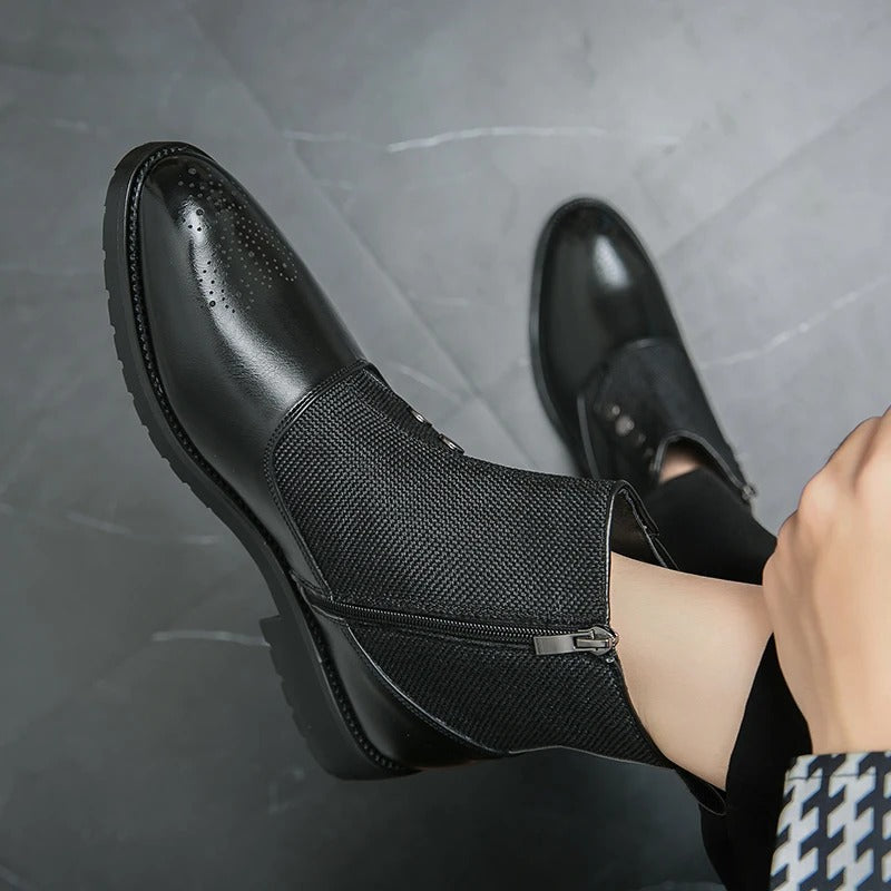 Herren Stiefeletten mit Reißverschluss und Knopfdesign-Luzern Mode