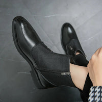 Herren Stiefeletten mit Reißverschluss und Knopfdesign-Luzern Mode