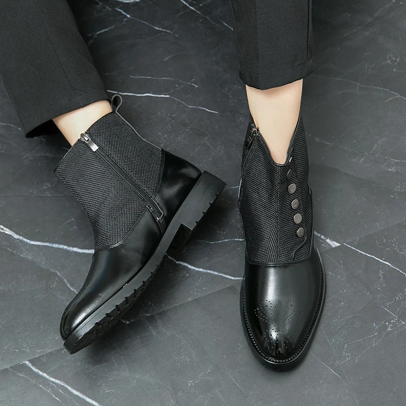 Herren Stiefeletten mit Reißverschluss und Knopfdesign-Luzern Mode