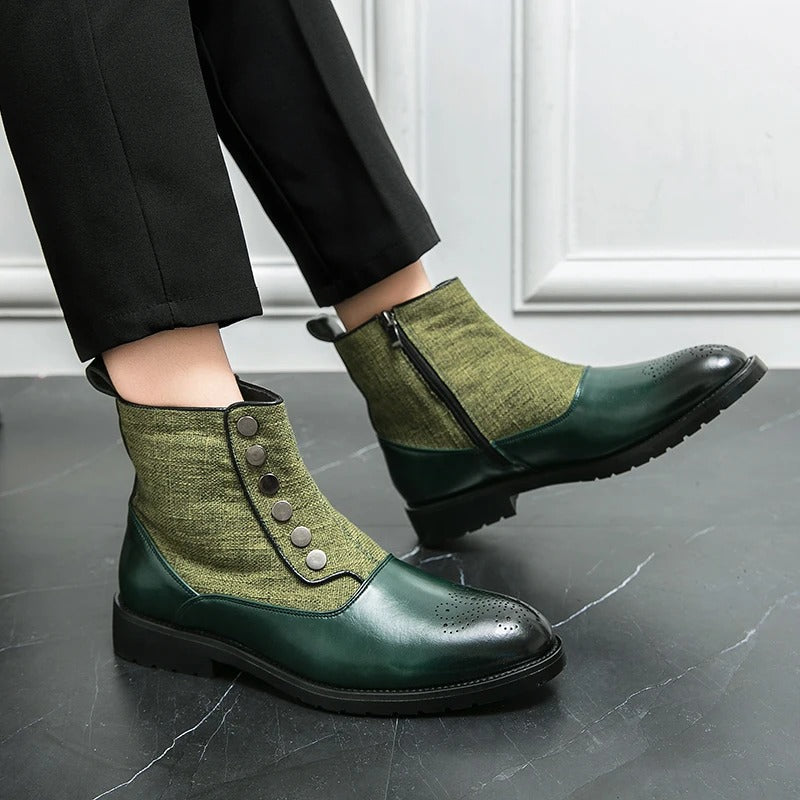 Herren Stiefeletten mit Reißverschluss und Knopfdesign-Luzern Mode