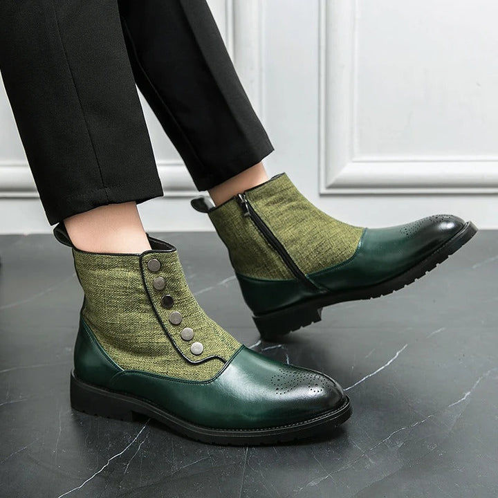 Herren Stiefeletten mit Reißverschluss und Knopfdesign-Luzern Mode