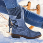 Damen Winterstiefeletten mit Schnürung und Nieten-Design-Blau-35-Luzern Mode