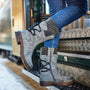 Damen Winterstiefeletten mit Schnürung und Nieten-Design-Grau-35-Luzern Mode
