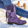 Damen Winterstiefeletten mit Schnürung und Nieten-Design-Lila-35-Luzern Mode