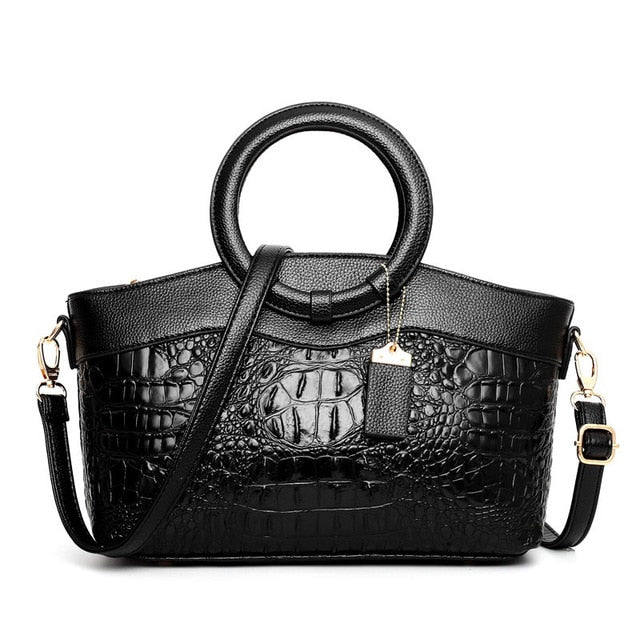 Luxuriöse Damenhandtasche mit geräumigem Innenfach-Schwarz-Luzern Mode