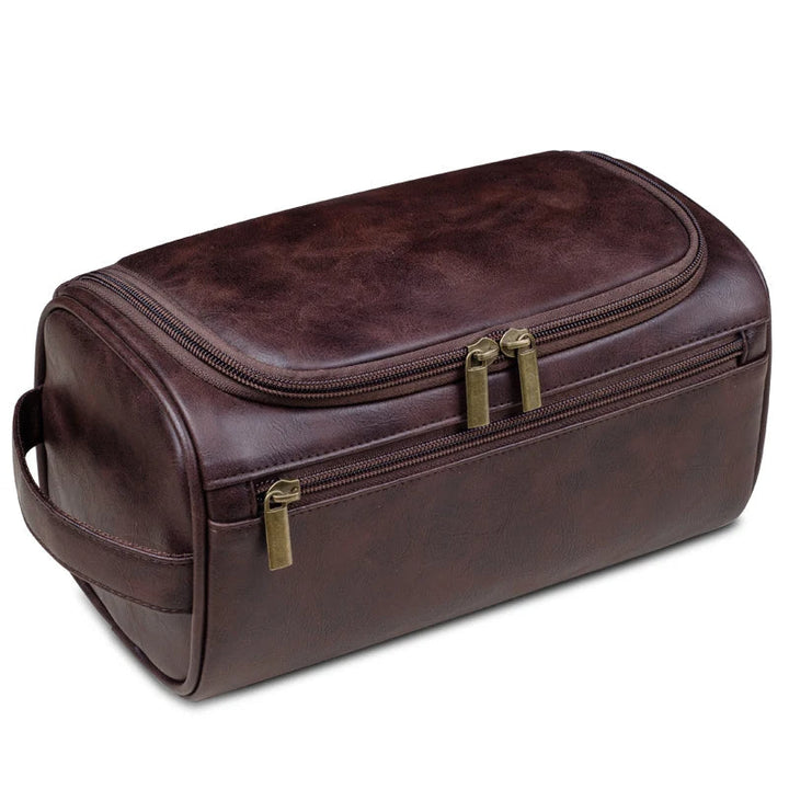 Luxe Kosmetiktasche | Leder | Dreilagig | Geräumig | Reißverschluss | Haken-Luzern Mode