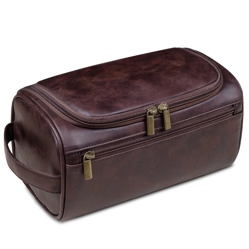 Luxe Kosmetiktasche | Leder | Dreilagig | Geräumig | Reißverschluss | Haken-Luzern Mode
