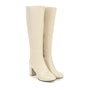 Hochwertige Damen Stiefelette aus Leder für Herbst/Winter-Beige-34-Luzern Mode