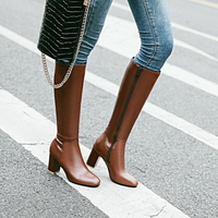 Hochwertige Damen Stiefelette aus Leder für Herbst/Winter-Braun-34-Luzern Mode