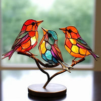 Vogelstatue | Glas Mehrfarbig Stilvoll Vielseitig Einzigartig Kunstvoll-3 Vögels (type1)-Luzern Mode