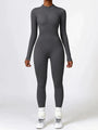 Damen Jumpsuit Langarm Einteiler Sportlich Bequem-Grau-XS-Luzern Mode