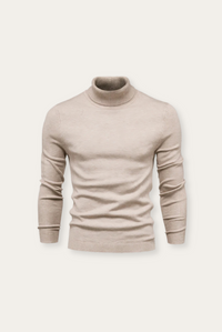 Herren Rollkragenpullover aus Baumwolle für Herbst/Winter-Beige-S-Luzern Mode