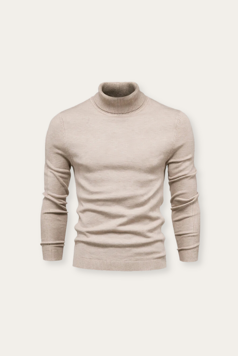 Herren Rollkragenpullover aus Baumwolle für Herbst/Winter-Beige-S-Luzern Mode