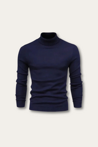 Herren Rollkragenpullover aus Baumwolle für Herbst/Winter-Blau-S-Luzern Mode