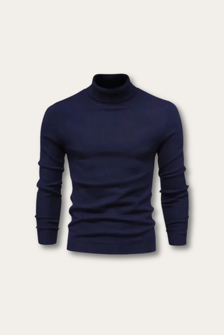 Herren Rollkragenpullover aus Baumwolle für Herbst/Winter-Blau-S-Luzern Mode
