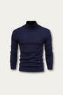 Herren Rollkragenpullover aus Baumwolle für Herbst/Winter-Blau-S-Luzern Mode