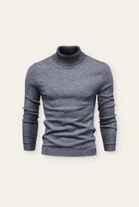 Herren Rollkragenpullover aus Baumwolle für Herbst/Winter-Grau-S-Luzern Mode