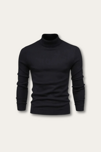 Herren Rollkragenpullover aus Baumwolle für Herbst/Winter-Schwarz-S-Luzern Mode