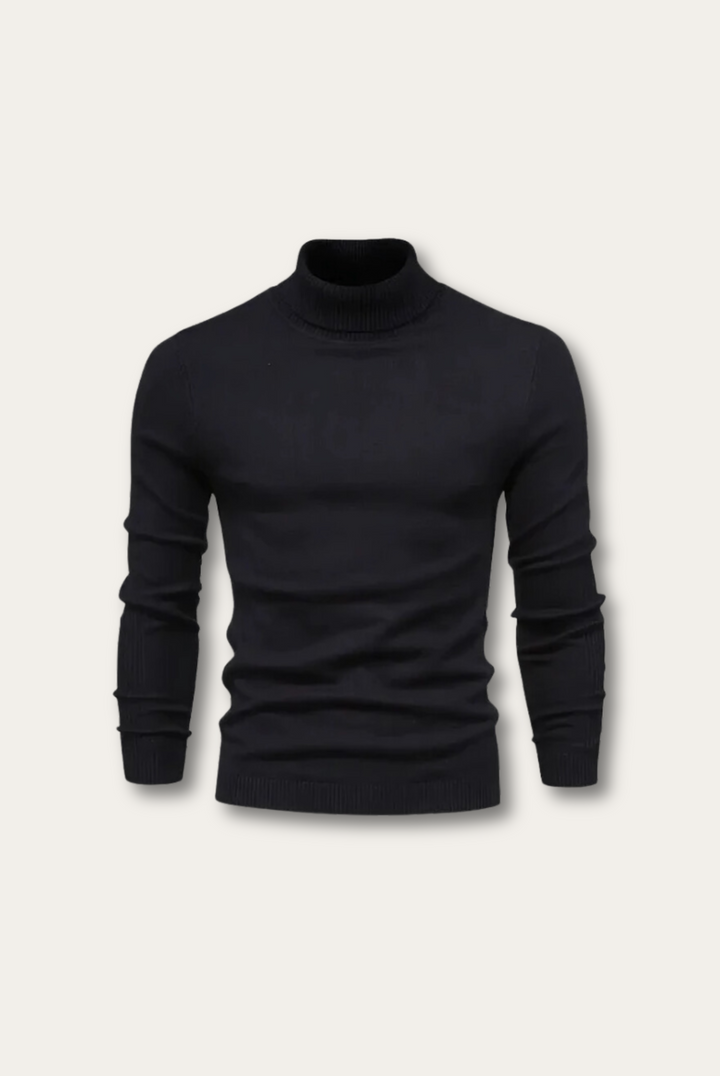 Herren Rollkragenpullover aus Baumwolle für Herbst/Winter-Schwarz-S-Luzern Mode