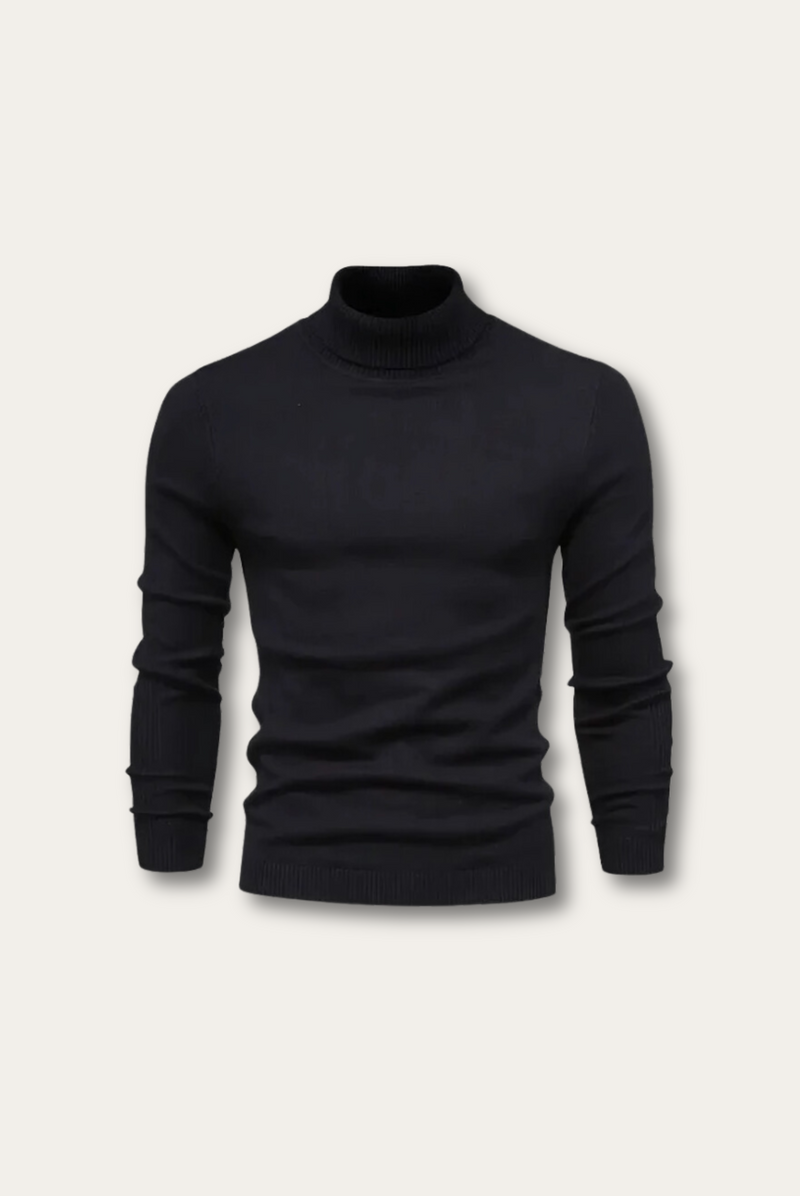 Herren Rollkragenpullover aus Baumwolle für Herbst/Winter-Schwarz-S-Luzern Mode