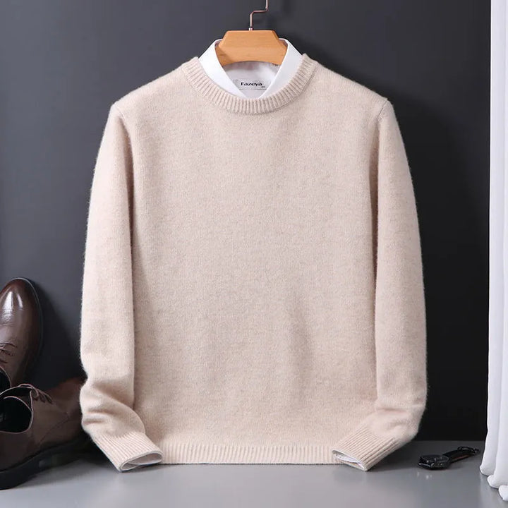 Herren Wollpullover aus Kaschmir - Weicher Strickpullover-Beige-XS-Luzern Mode