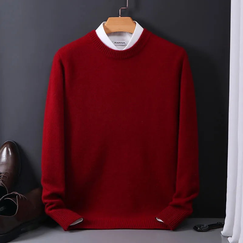 Herren Wollpullover aus Kaschmir - Weicher Strickpullover-Rot-XS-Luzern Mode
