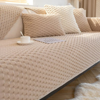 Sofabezug | Luxuriös Samt Schützend Anti-Rutsch Komfortabel Weich-Beige-1 zits - 90x120 cm-Luzern Mode