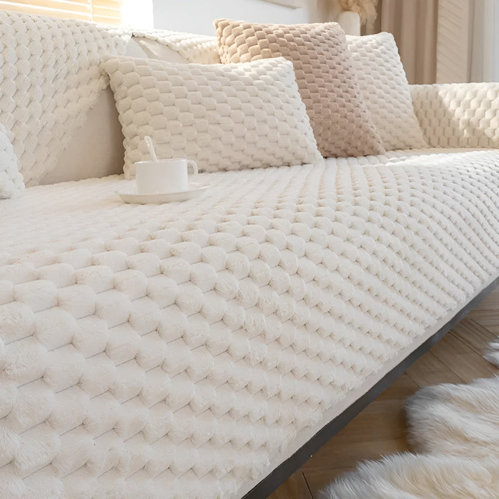 Sofabezug | Luxuriös Samt Schützend Anti-Rutsch Komfortabel Weich-Weiß-1 zits - 90x120 cm-Luzern Mode