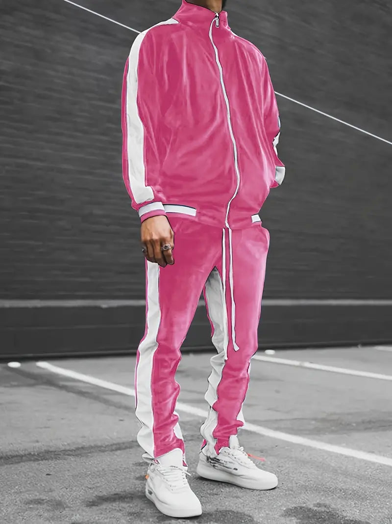Herren Trainingsanzug Sportbekleidung Jogginganzug Set-Rosa-S-Luzern Mode