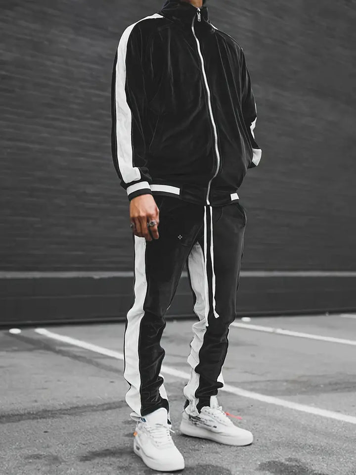 Herren Trainingsanzug Sportbekleidung Jogginganzug Set-Schwarz-S-Luzern Mode