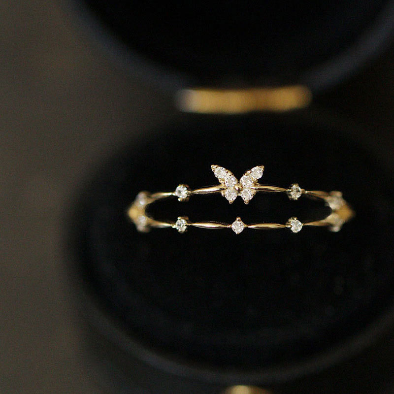 Damen-Schmetterlings-Ring | Verstellbar Silber Gold Langlebig Stilvoll Einzigartig-Gold-Luzern Mode