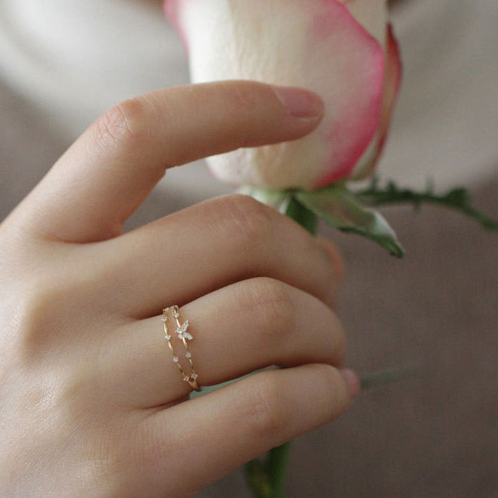 Damen-Schmetterlings-Ring | Verstellbar Silber Gold Langlebig Stilvoll Einzigartig-Luzern Mode