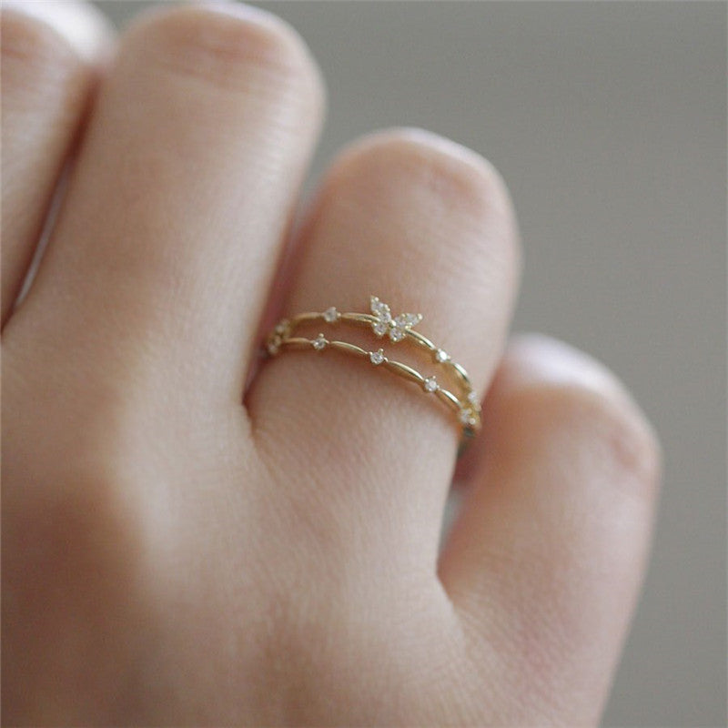 Damen-Schmetterlings-Ring | Verstellbar Silber Gold Langlebig Stilvoll Einzigartig-Luzern Mode