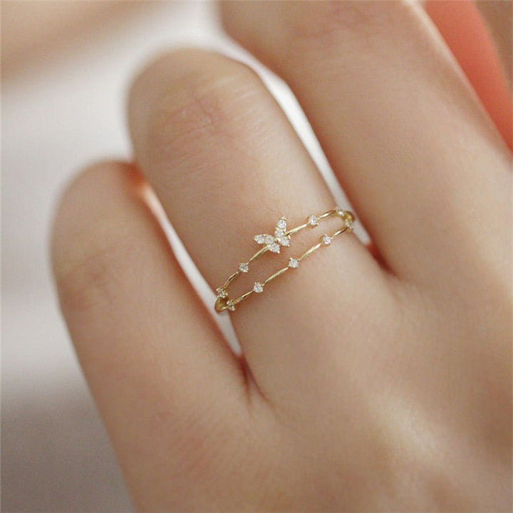 Damen-Schmetterlings-Ring | Verstellbar Silber Gold Langlebig Stilvoll Einzigartig-Luzern Mode