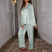 Gestreifter Satin Pyjama Set Damen - Bequem & Elegant-Luzern Mode