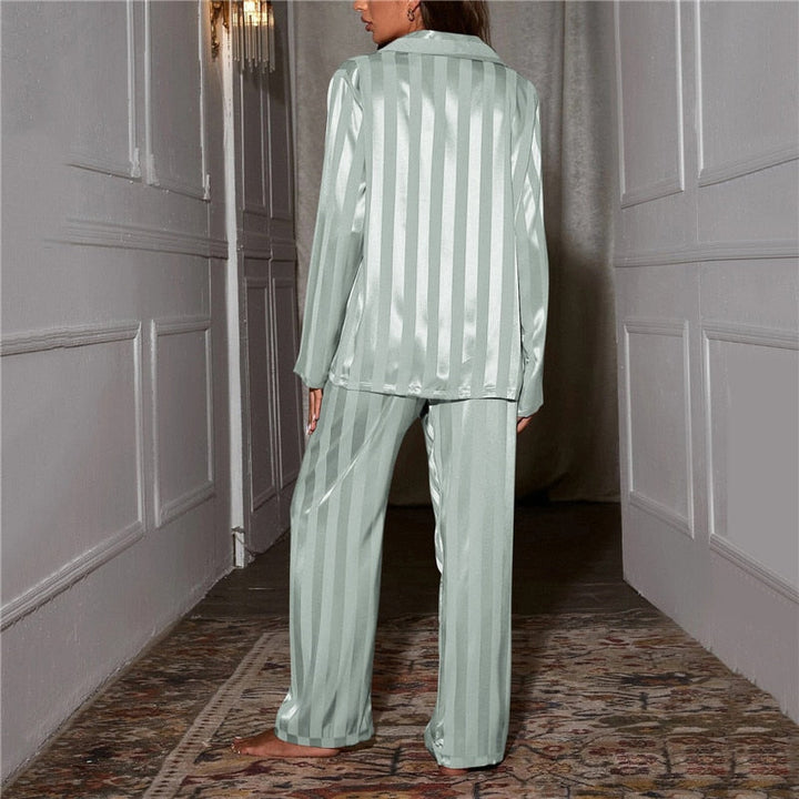 Gestreifter Satin Pyjama Set Damen - Bequem & Elegant-Luzern Mode