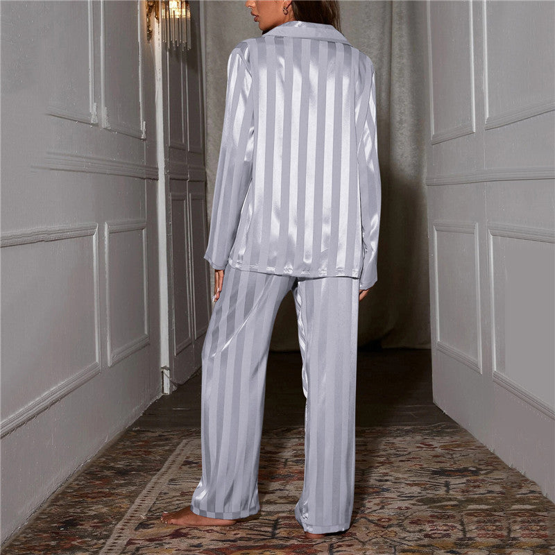 Gestreifter Satin Pyjama Set Damen - Bequem & Elegant-Luzern Mode