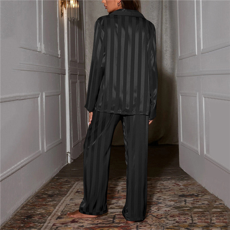 Gestreifter Satin Pyjama Set Damen - Bequem & Elegant-Luzern Mode